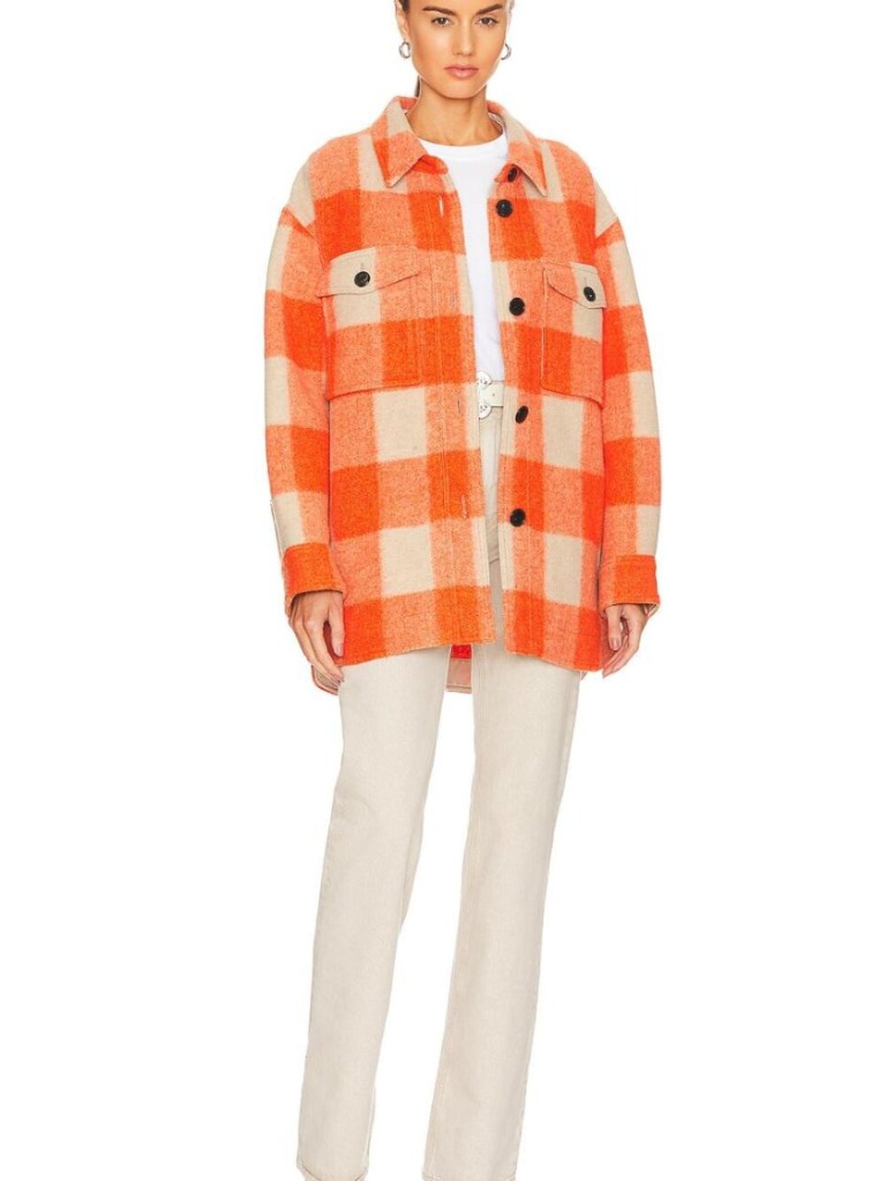 Isabel Marant Étoile Harveli Orange Plaid Wool Blend Coat XS/S